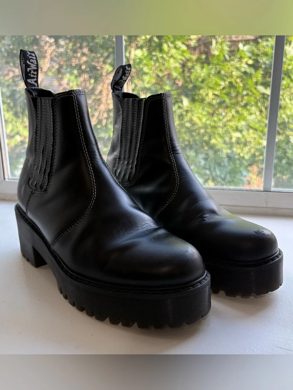 Dr. Martens Black Leather Platform Chelsea Booties